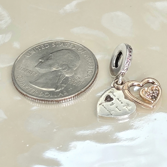 Pandora S925 ALE Silver and Gold Heart Charm Necklace - Picture 3 of 3